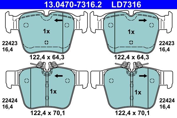 Bremsbelagsatz Scheibenbremse ATE 13.0470-7316.2 (1Satz-1Stk)-image