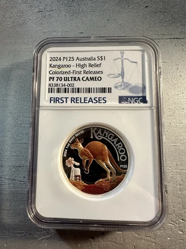 2024 Australia Kangaroo 1 oz Silver High Relief Colored Proof Coin NGC PF70 FR