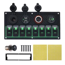 Geloo 8 Gang Marine Boat Switch Panel, 12V Waterproof with LED, USB Charger, ...