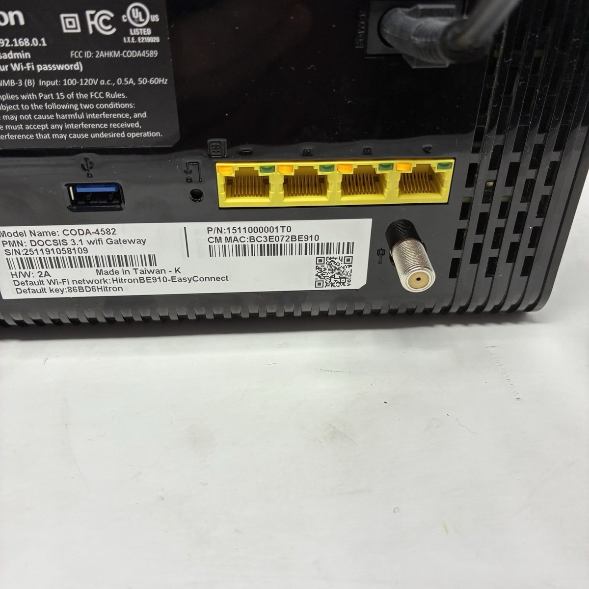 Hitron Coda-4582 MDC DOCSIS 3.1 Cable Modem Router for sale online