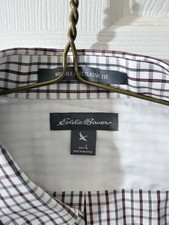 Eddie Bauer Men's Plaid Pocket Wrinkle Free Button Down Dress Shirt Size Large