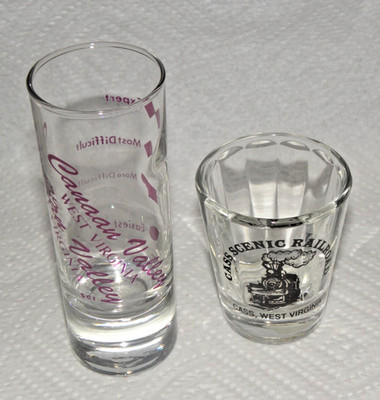 LOT OF 2 SHOT GLASSES (WEST (BY GOD) VIRGINIA  #3