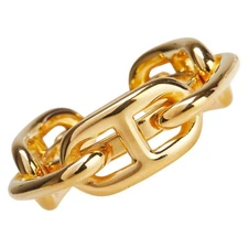 Hermes Chene Dunkle Scarf Ring Gold Plated Women's Jewelry 29.5mm (approx 1.16 i