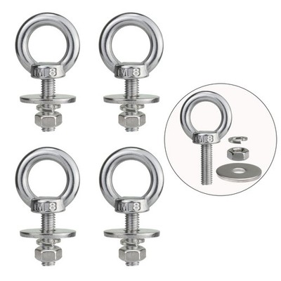 M8 Stainless Steel Eye Bolts with Nuts 4 Pack, 5/16'' x 1'' Lifting Ring Eye Bo...