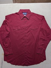 Wrangler X Long Tails Western Cowboy Crimson Red Pearl Snap Shirt Mens XL 17-35