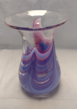 Vintage Caithness? Glass Pink & Mauve Swirl Glass Vase 17 cm