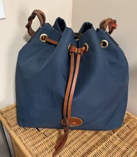 Dooney & Bourke Canvas Drawstring Bucket Bag Color Navy