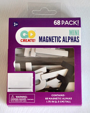 NIB GO Create! 68-pc White Mini Magnetic Alphabet 1.75" High