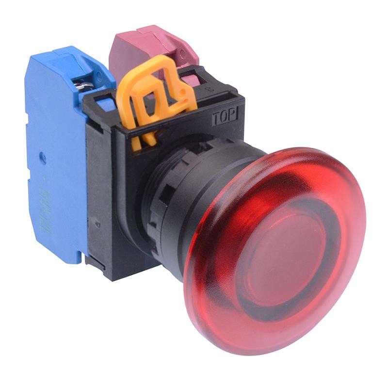 IDEC Red 22mm Mushroom Momentary Push Button Switch 1NO-1NC IP65 YW1L-M4E11Q0R