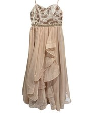 NWT Windsor Sequin Hearts Embroidered Jewel Prom Dress Pale Rose Gold Size 13