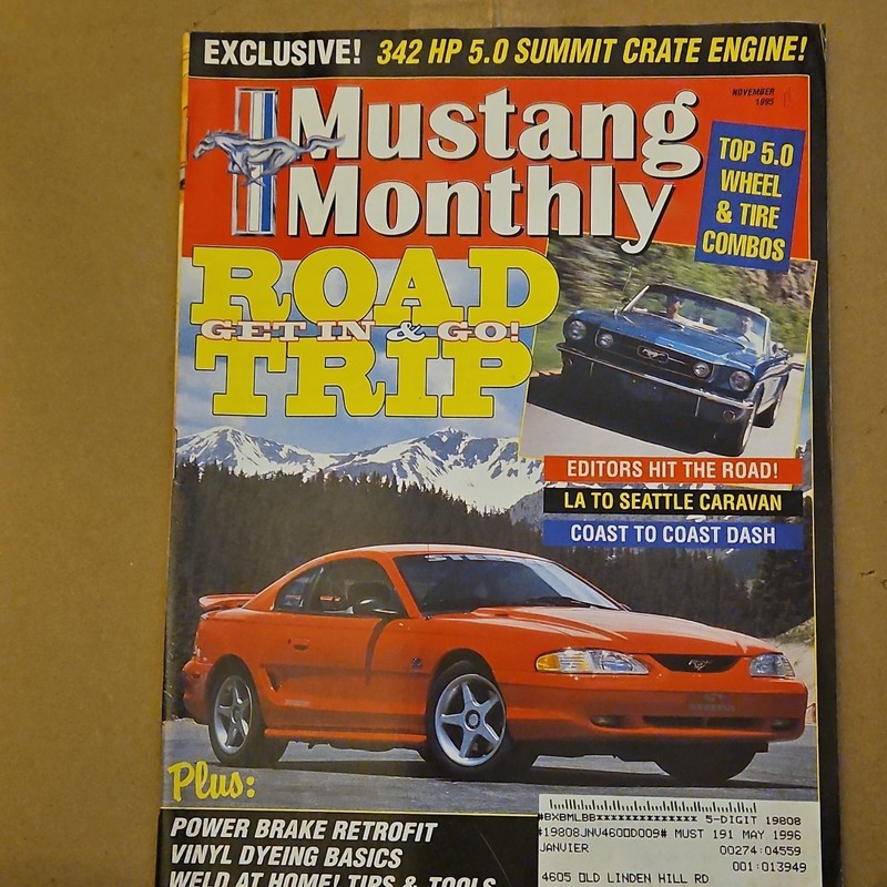 Mustang Monthly November 1995 Road Trip Cover Ford Mustang Illustrated English