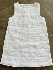 Janie and Jack Girls White Sundress Beach Scalloped Striped Size 3 Watercolor