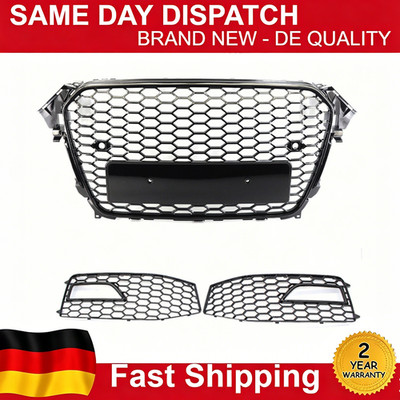 Waben Sport Kühlergrill Stoßstange Grill Schwarz für Audi A4 S4 B8.5 2013-2016