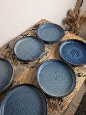 6x GenWare Ex Resturant Terra Porcelain Aqua Blue Side Dessert Plates 20 cm