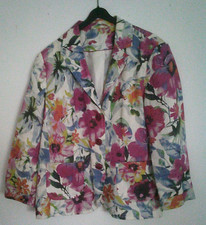 Bunt geblümte Blazerjacke mit Innenfutter Langarm mit aufgesetzten Taschen Gr.40