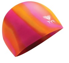 Tyr Multi Color Silicone Swim Cap Adult Unisex Durable Hypoallergenic Drag Re...