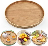 Holztablett Rund 30Cm Bambus Serviertablett Dekotablett Natur FüR KüChe Deko