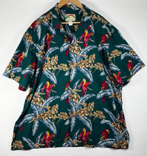 Vintage Paradise Found Hawaiian Shirt Mens 3XL Green Parrot Macaw Tropical Aloha