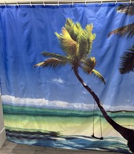 Sunny Tropical Beach fabric Shower Curtain Multi Color Size : 72 X 72 Inch
