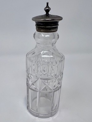 Vintage Cut Crystal Glass Glass Sugar Sifter Sprinkler EPNS Lid