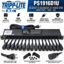 Tripp Lite PDU PS1916D1U 16-Outlet 1U Rack Mount AC Power Strip Charger 15A