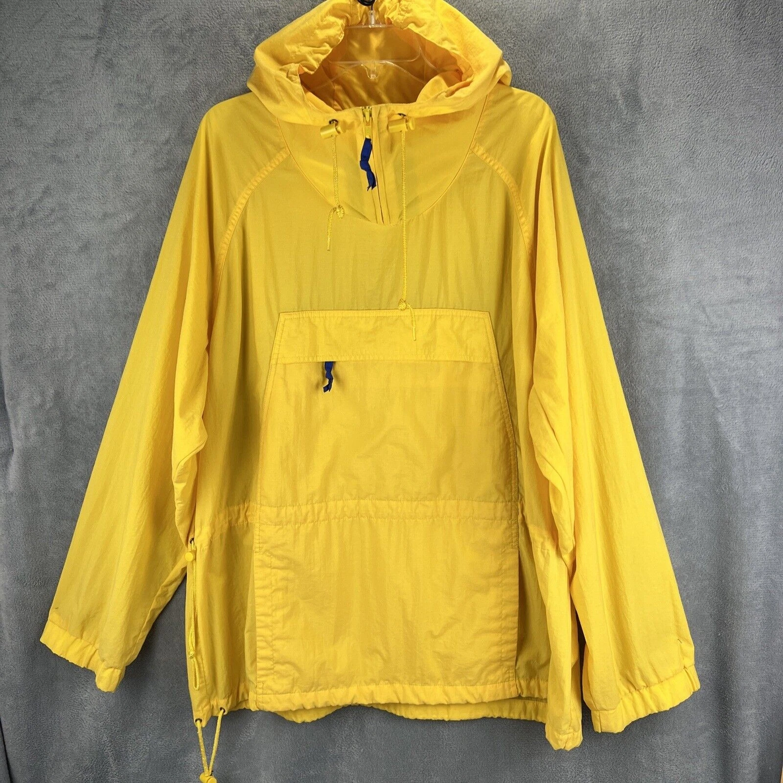 Eddie Bauer Windbreaker Adult Extra Large Yellow EBTEK Pullover Anorak Hooded