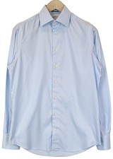 SUITSUPPLY Men's Formal Shirt 37/14 1/2 Slim Blue Pure Cotton Long Sleeve 