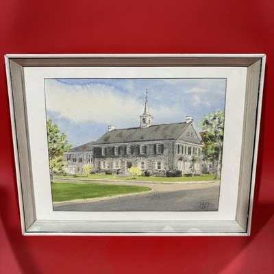 Davis Gray Künstler Aquarell Gemälde Wahrzeichen signiert Original Architektur