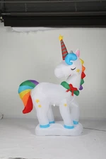 LEADZM Christmas Unicorn 6.5ft Drawstring Bag with 3 LED Lights