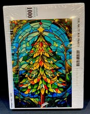 1000- Piece Stained Glass Christmas Tree Jigsaw High Quality Wood Puzzle.