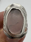 Vintage 925 Sterling Silver Quartz Cabochon Statement Ring Size: 6.75, 4mm