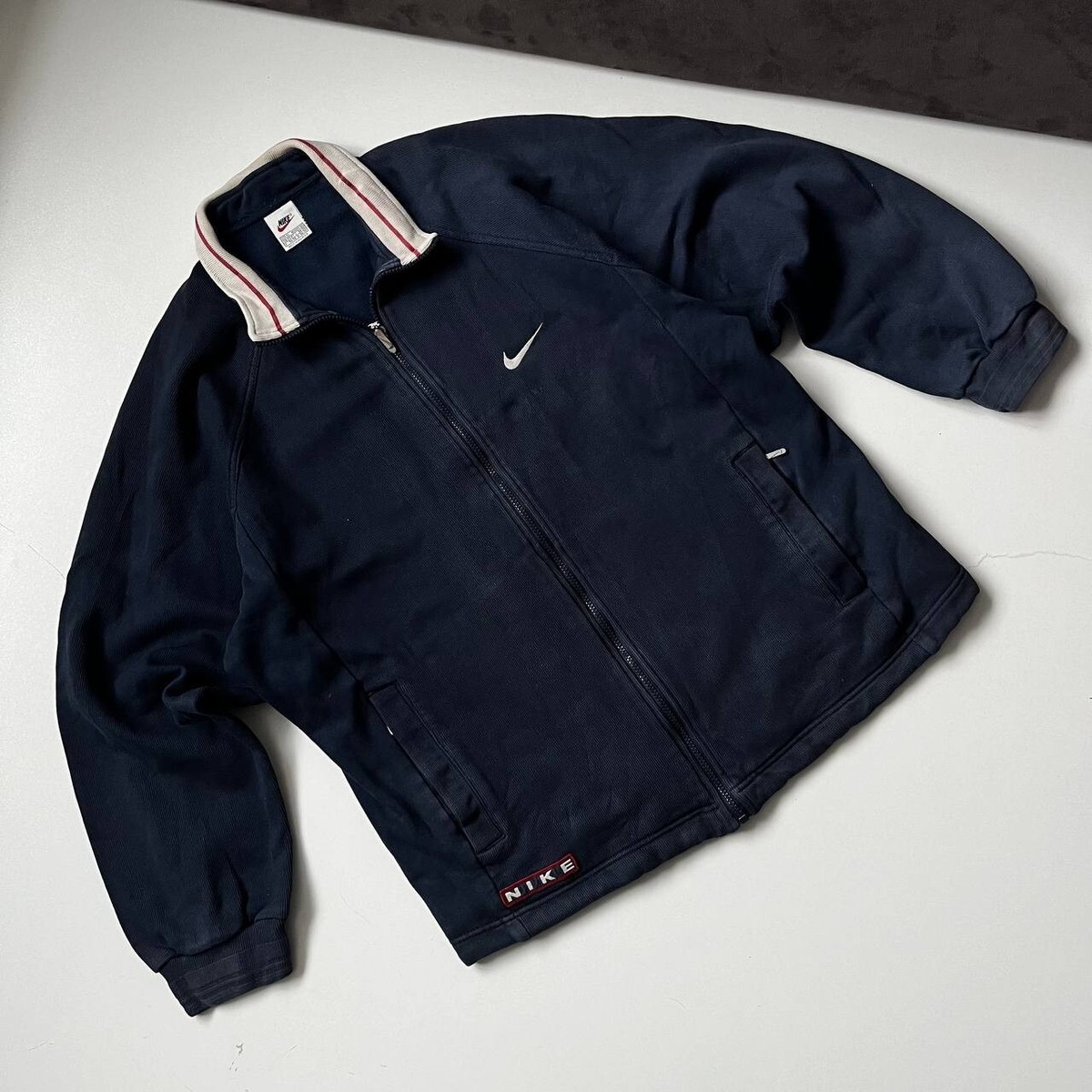 【90s】NIKE full zip nylon jacket swoosh Vintage 90s Nike Full Zip Black Windbreaker Jacket / Swoosh