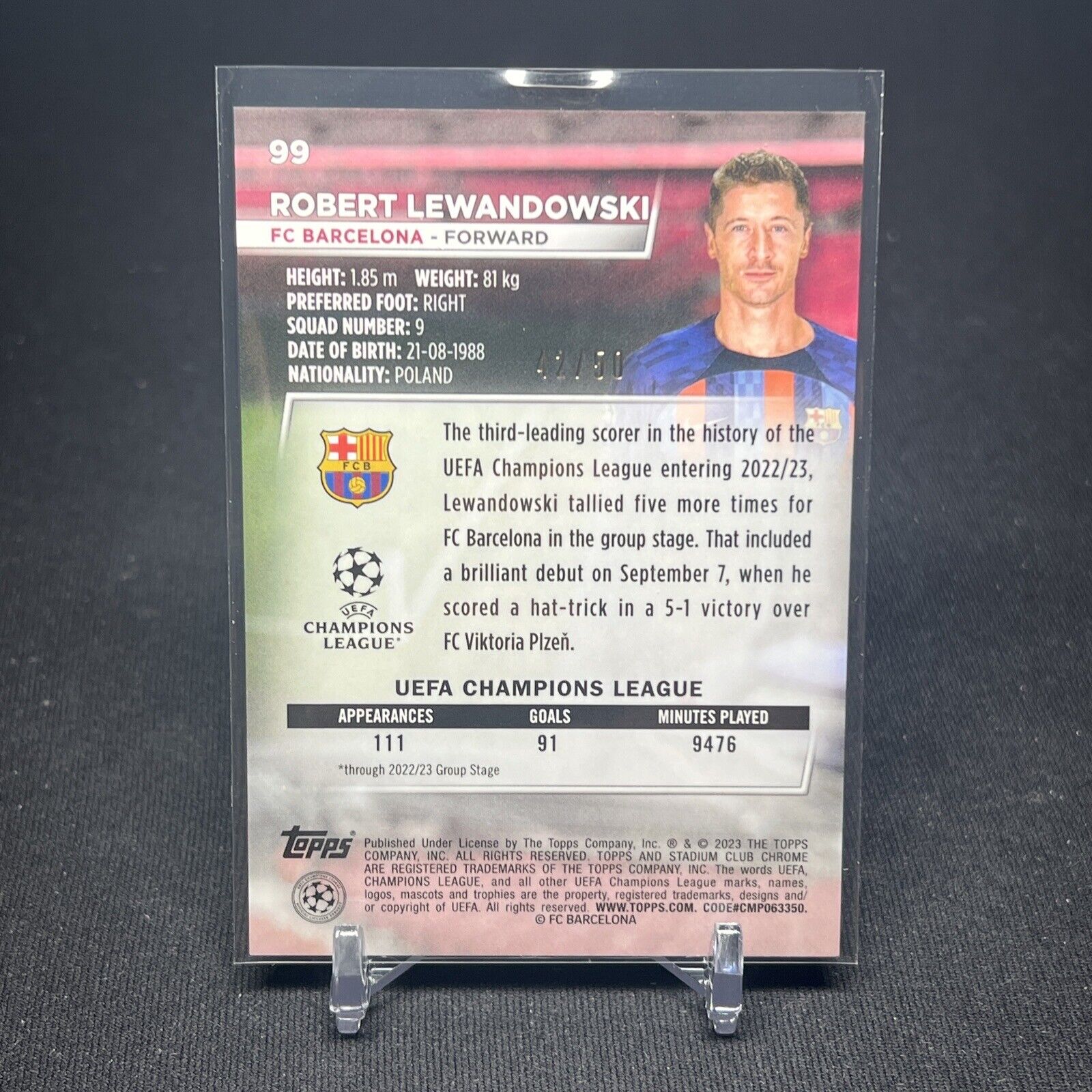 2023 Topps Chrome ROBERT LEWANDOWSKI #G-6 UEFA Champions League