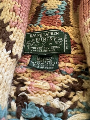 Ralph Lauren Country Native Southwestern Cardigan Sweater Knit
