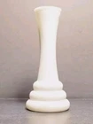 Vintage White Milk Glass Trumpet Bud Vase with Ringed Pedestal Base – 7" Tall