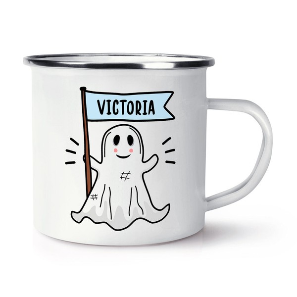 Personalisiert Boo Geist Emaille Becher Tasse Gruselig Halloween Lustig Freundin-image