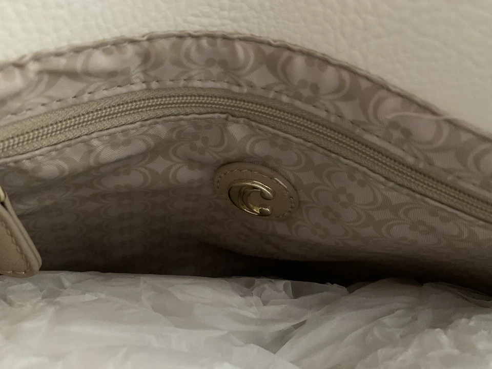 ❤️Charming Charlie Tote Shopper Bag White Double Handle & Crossbody Strap - Image 4 of 4