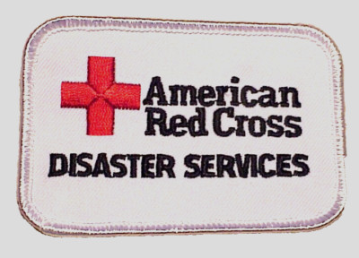 AMERICAN RED CROSS DISASTER  SERVICE ( WHITE )  PATCH     2 1/4 '' x 3 1/2  INCH