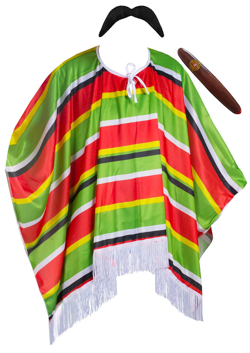 PONCHO MEXICANO SOMBRERO CIGARRO PARA HOMBRES MÉXICO DISFRAZ DESPEDIDA DE SOLTERO CONJUNTO