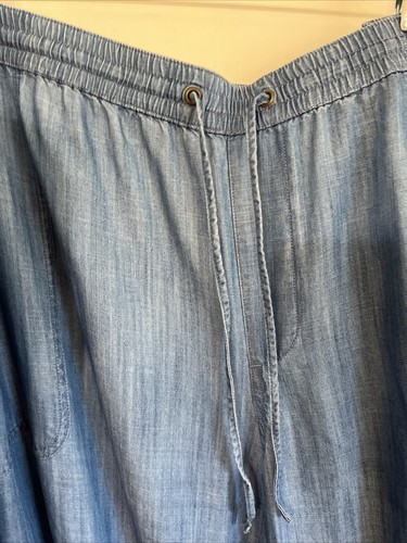 Lands End Sz 3X Denim Jean Chambray Lyocell Easy-Care Blouse Shirt Top & Pants - Picture 4 of 12