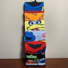 SESAME STREET Men's Casual Crew Socks Pack of 5 Pair Fits Shoe Size 8-12 New