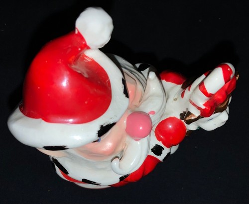VINTAGE KREISS CERAMIC CHRISTMAS FIGURINE - SANTA WITH MONKEY IN STOCKING - Picture 9 of 10