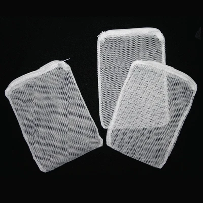 NOT SPECIFIED 3 pcs Filter Media Mesh Bags Zipper Reusable aquarium fish tank koi pond