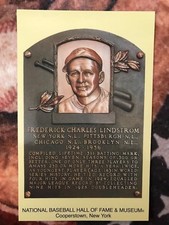 Freddie Lindstrom Postcard- Baseball Hall of Fame Induction Plaque - Photo -Fred