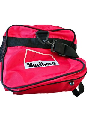 Vintage 90's Marlboro Red & Black Medium Duffle Bag Sports Dual