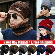 Outdoor Winter Fleece Beanie Warm Hat Scarf Set Snow Ski Cap For Kid Men Women