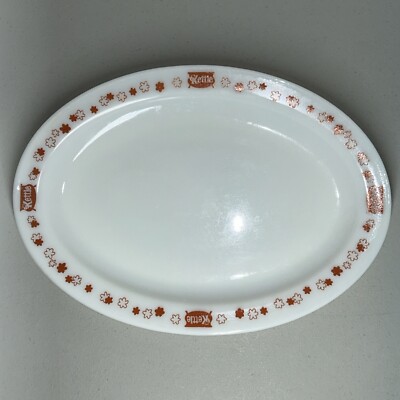 Pyrex VTG Kettle Korn Plate Tableware Restaurant Ware Kitchen White Red