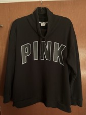 Victoria's Secret PINK Cowl Neck Pullover Sweatshirt Black Large L