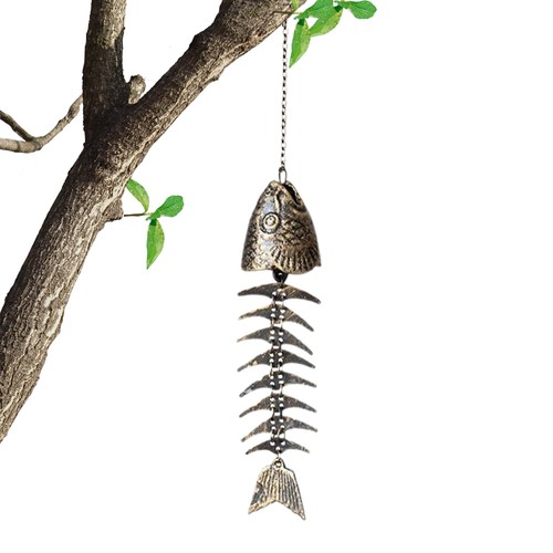 Fish Wind Chime Fish Bone Japanese Style Vintage Cast Iron Wind Chime Bell - Picture 8 of 12