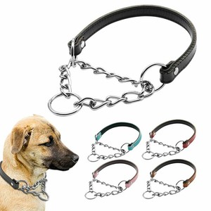 Dog-Training-Collar-Soft-Inner-Padded-Martingale-Collar-Half-Choke-Chain-Leather